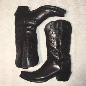 Lucchese women’s cowboy boots cherry red brown